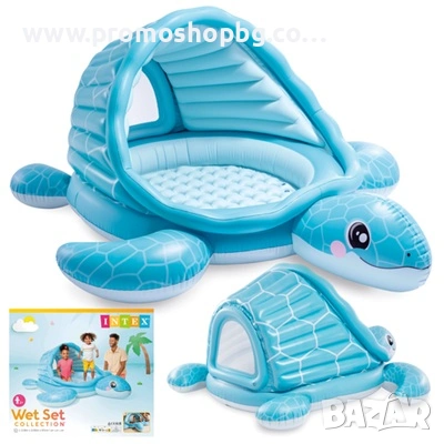 Детски надуваем басейн със сенник INTEX Костенурка, 218 х 206 х 97 см, снимка 7 - Надуваеми играчки - 54269160