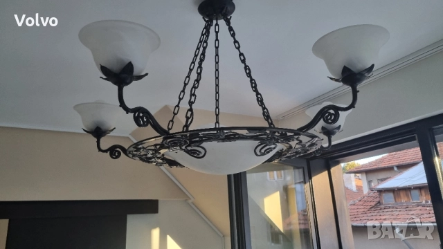 Старинен полилей от ковано желязо , снимка 3 - Лампи за таван - 51647025