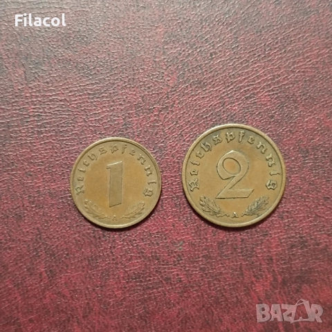 Германия Райх 1 и 2 пфенига 1939 МД 'A' - Берлин