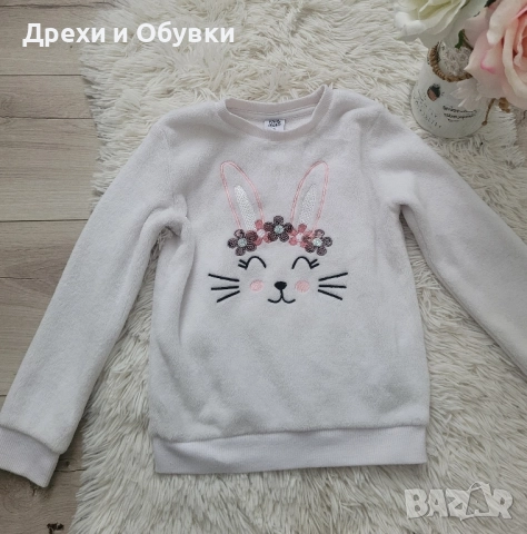 Детски дънки с пайети и блузка със зайче , снимка 10 - Детски панталони и дънки - 47633796