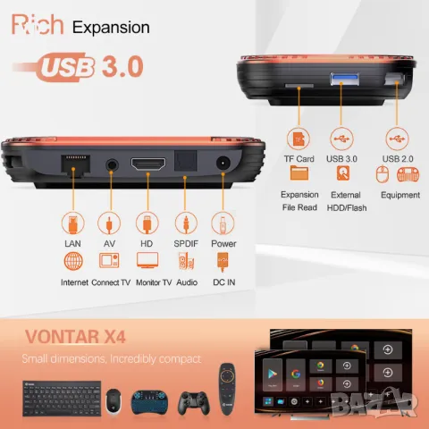 8K Android ТВ бокс VX4 с процесор Аmlogic с Dolby ATMOS HD Hi-Fi RES 4K - 1000 LAN с UGOOS mod ATV , снимка 16 - Плейъри, домашно кино, прожектори - 47251586