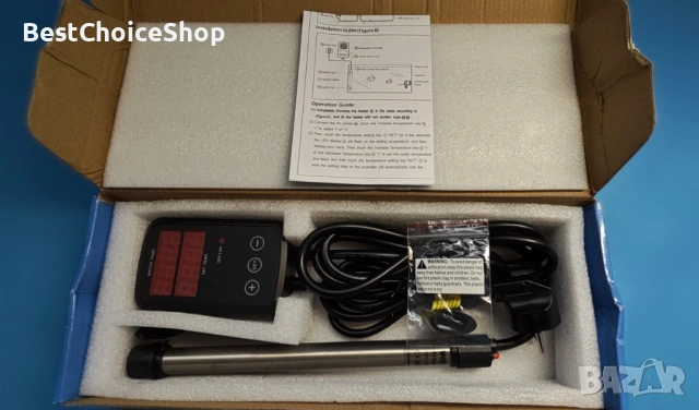 Потопяем нагревател за аквариум 300W LED дигитален контролер Регулируем 0–40°C – MX-9016 300W, снимка 2 - Оборудване за аквариуми - 54176203