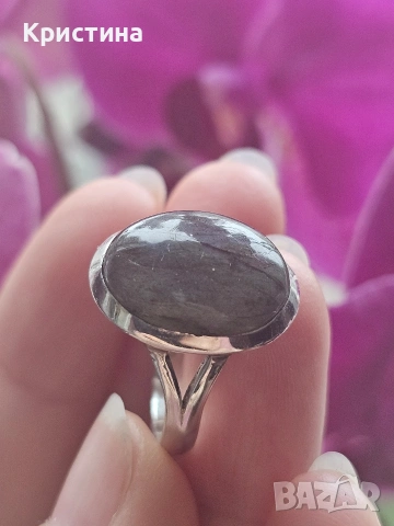 Сребърен пръстен с Лабрадорит, снимка 3 - Пръстени - 54015820