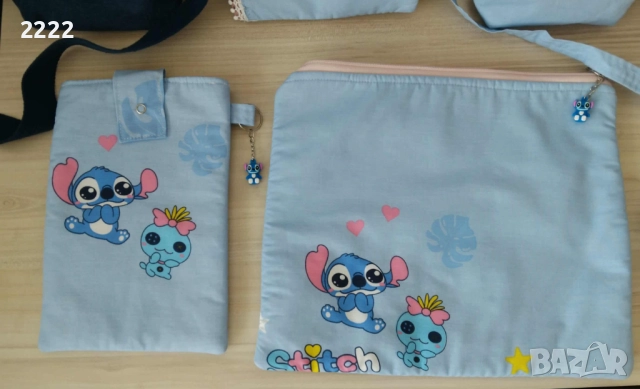  Текстилна папка ,голям несесер Стич за учебници , лаптоп и др.