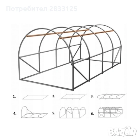 Градинска четирисегментна бяла оранжерия - модерен и ярък дизайн - 6 х 3 х 2м, снимка 11 - Оранжерии - 53660229