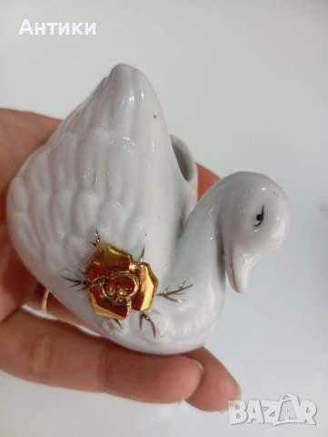Стара порцеланова фигура с Лебед , снимка 9 - Колекции - 52661726