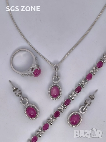 СРЕБЪРНИ ОБЕЦИ С НАТУРАЛЕН РУБИН JOHNSON ОТ ТАЙЛАНД, снимка 6 - Обеци - 52316057