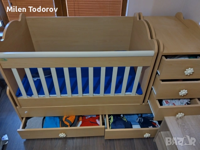 Продавам запазена люлееща се бебешка кошара, снимка 4 - Кошарки - 53922825