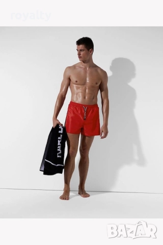 Karl Lagerfeld Оригинален Мъжки Бански, 100% Полиестер, L, Червен, снимка 2 - Спортни дрехи, екипи - 52687939