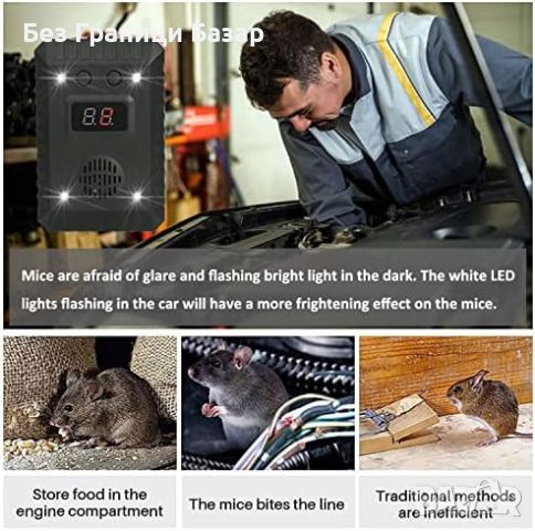 Нов Ултразвуков Репелер за Кола гараж , Защита от Гризачи плъхове мишки, снимка 8 - Други стоки за дома - 45571530