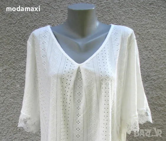 4XL Нова бяла блуза (рязана бродерия) , снимка 2 - Туники - 46900321