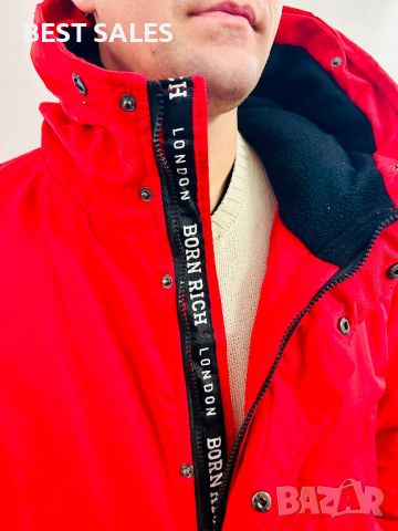 Зимно яке Born Rich London Mens Emarnos Hooded Jacket Red, снимка 3 - Якета - 46229638