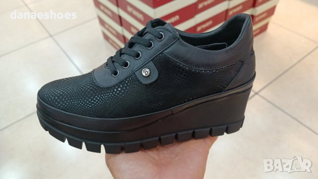 Дамски обувки от естествена кожа в кафяво на висока платформа , снимка 3 - Дамски ежедневни обувки - 51845793