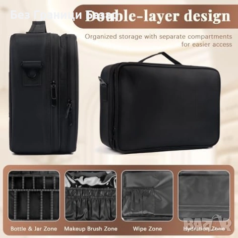 Нова Голяма Козметична Чанта Органайзер с Регулируеми Отделения за грим, снимка 7 - Други - 53839066