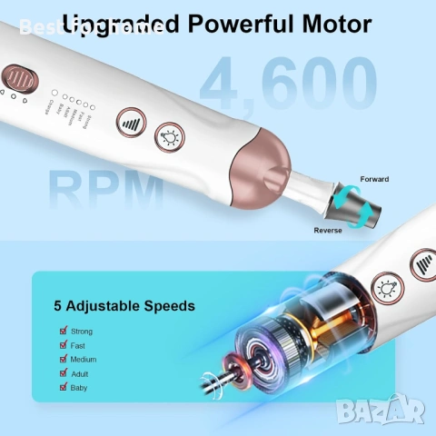 Професионален комплект за маникюр и педикюр, бормашина за нокти, електрическа пила за нокти, снимка 2 - Други - 53383815