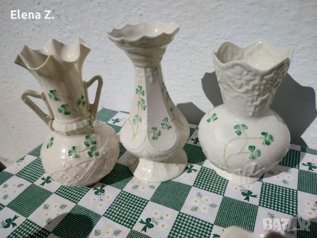 Ръчно рисувани вази Belleek Ирландия, снимка 9 - Вази - 53656650