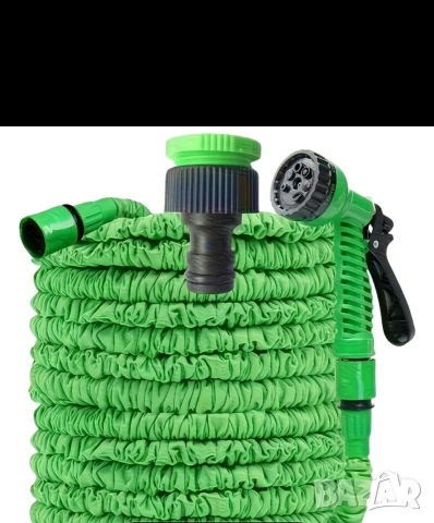 Зелен гъвкав разтегаем маркуч с 7-в-1 регулируема дюза, снимка 2 - Аксесоари и консумативи - 54043578