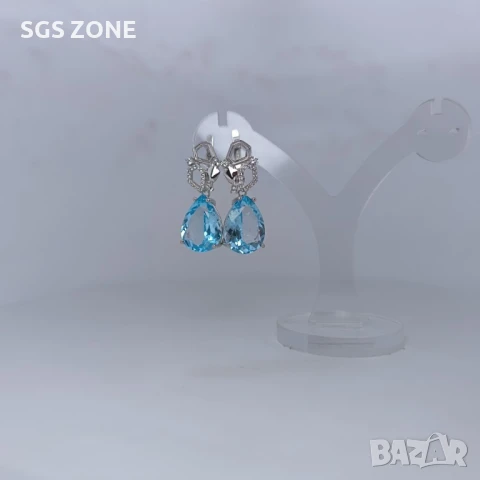 сребърни обеци от Тайланд с естествен топаз, снимка 5 - Обеци - 51192062