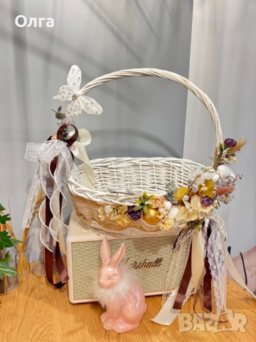 Великденска кошница, снимка 2 - Изкуствени цветя - 53829337
