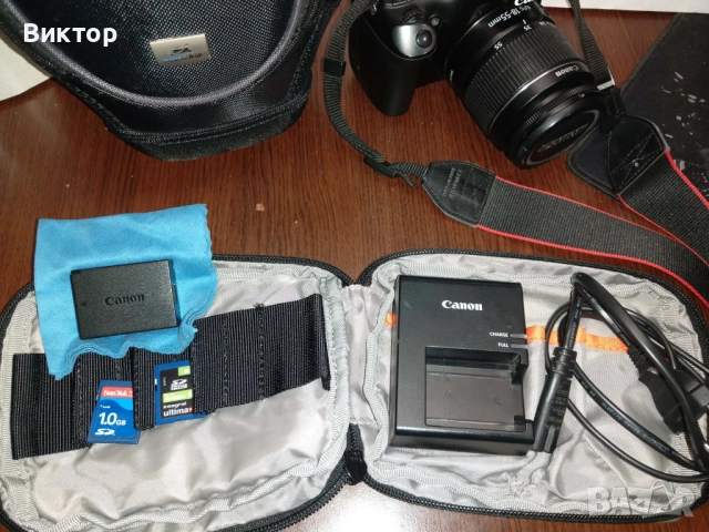 Фотоапарат Canon EOS 1100D с 18-55 обектив, снимка 2 - Фотоапарати - 52867769