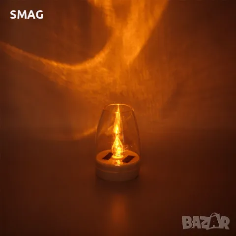 Соларна лампа Настолен фенер Прозрачен Ø6x9см S_1236436, снимка 4 - Соларни лампи - 49907385