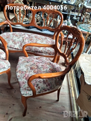 Диванче с кресла, снимка 3 - Антикварни и старинни предмети - 53574063