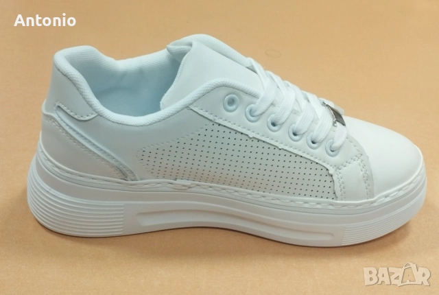 Дамски маратонки-кецове 2785 в бяло, снимка 3 - Кецове - 51655578