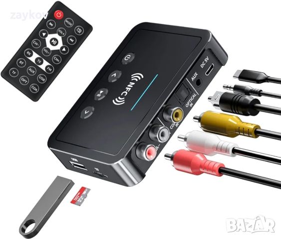 Mokeum Bluetooth 5.0 аудио адаптер, M6 NFC Bluetooth предавател, приемник, снимка 1 - Друга електроника - 46254038