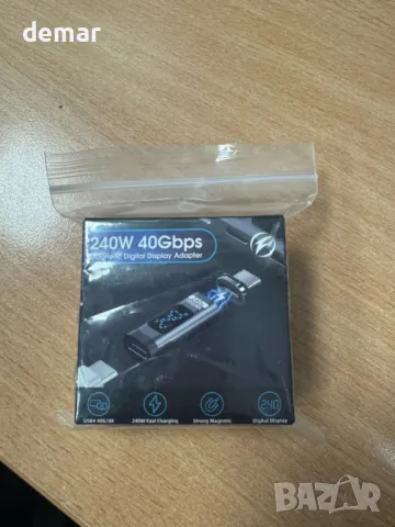 HanCenDa 2 бр. цифров USB-C магнитен адаптер, 24-пинов прав USB-C мъжки към женски адаптер, PD 240W, снимка 8 - Друга електроника - 49881025