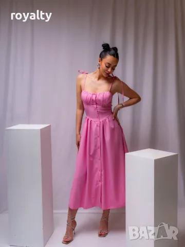 Елегантна розова дамска рокля , снимка 4 - Рокли - 50048994