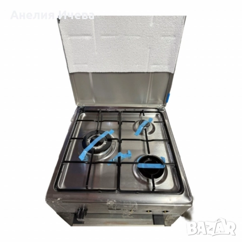 Газова печка Taurus CIG3FIXMG – 3 горелки, газова фурна 43L, инокс корпус, с дефект, снимка 6 - Печки, фурни - 52007754