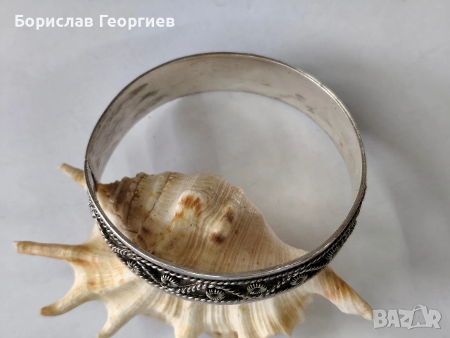 Твърда сребърна гривна, снимка 2 - Гривни - 53944788