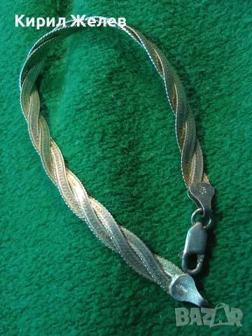 НЕЖНА ЛЕНТОВИДНА СРЕБЪРНА ГРИВНА СРЕБРО 925 MADE in ITALY с БЯЛА ПОЗЛАТА - ЧАСТ от КОМПЛЕКТ 50138, снимка 12 - Гривни - 49378674