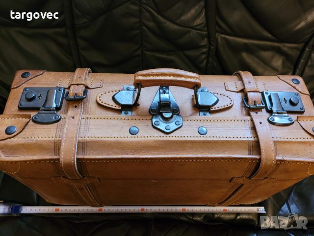 Старинен кожен куфар, снимка 5 - Антикварни и старинни предмети - 45413413