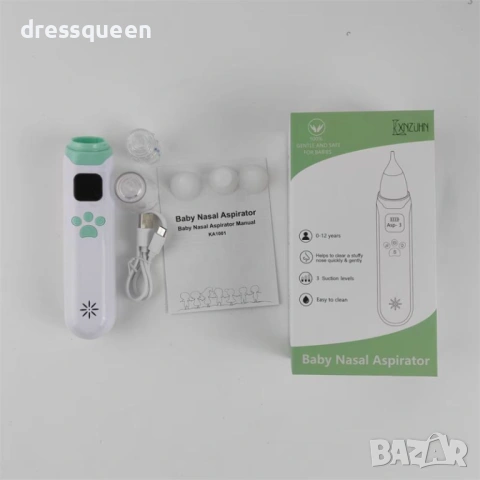 4688 Бебешки аспиратор за нос с лесно USB зареждане – хигиеничен, безшумен и щадящ, снимка 3 - Други - 53733204
