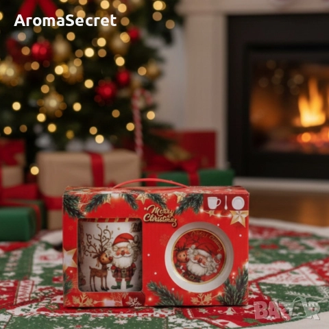 Премиум коледен подаръчен сет – керамична чаша с аксесоари, снимка 5 - Чаши - 52575746