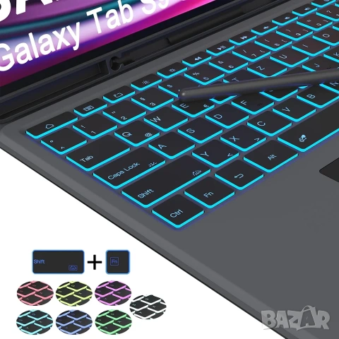 Калъф с клавиатура с тъчпад за Samsung Galaxy Tab S10/ S9/ S8 Ultra 14.6", снимка 5 - Таблети - 53256217