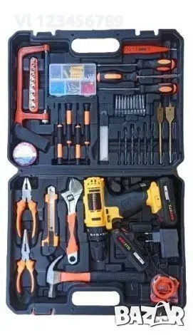 Ударен винтоверт Werstil 36V + инструменти 111 части с 2 батерии в куфар, снимка 3 - Винтоверти - 50493362