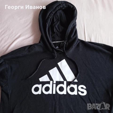 ADIDAS L/XL 100% ОРИГИНАЛЕН черен суичър худи анорак горница Адидас, снимка 2 - Суичъри - 53189906