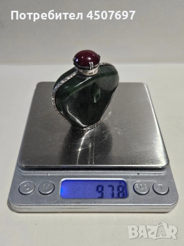 Антична китайска бутилка за емфие със зелен нефрит от династията Цин., снимка 5 - Антикварни и старинни предмети - 53946128