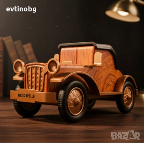 Bluetooth радио колонка A9, 5W, 1500mAh — стилен дървен дизайн