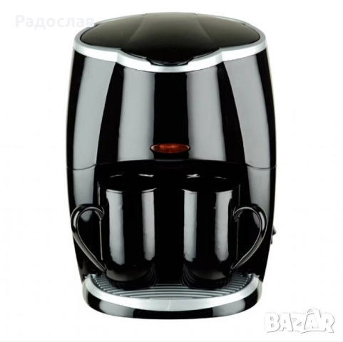 Кафеварка Rosberg Voltz 450W с две чаши, Черна, 2 ГОДИНИ ГАРАНЦИЯ