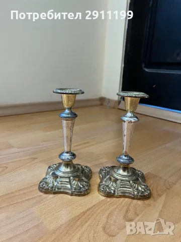 Метален свещник, комплект от 2 бр., снимка 7 - Антикварни и старинни предмети - 49973796