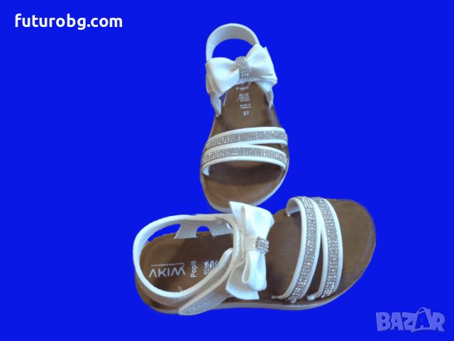 Бели сандали с велкро лепенки и панделка, снимка 3 - Детски сандали и чехли - 46062768