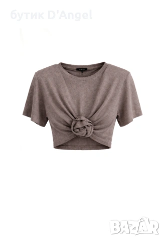 АVIN Кроп блуза в кафяво Rose Knit