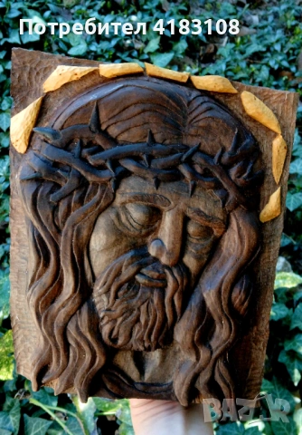 Икона Исус Христос - ръчна дърворезба, снимка 2 - Икони - 53865553