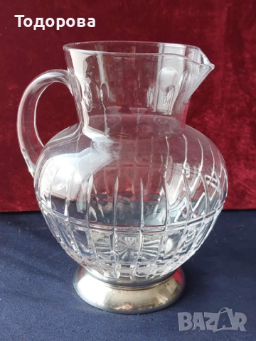 Авторски Кристални вази и кана със сребърен обков,среро 900/чаша,кана/, снимка 15 - Вази - 52017802