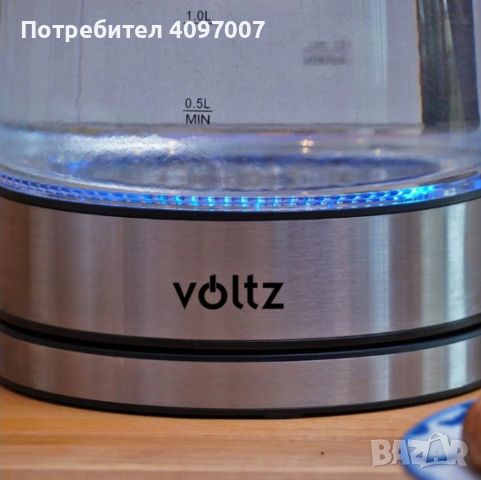 Светеща електрическа кана Voltz V51230E, 2200W, 1.7 литра, стъкло, безжична, 2 ГОДИНИ ГАРАНЦИЯ