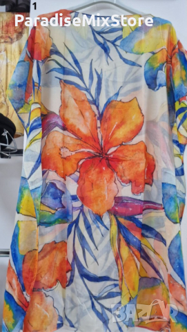 Туника-рокля за плажа в модерни цветни принтове и в свободна права кройка, универсален размер, снимка 1 - Други - 44995541