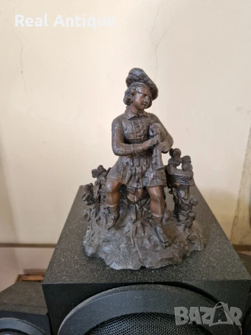 Чудесна антикварна колекционерска френска метална фигура статуетка 